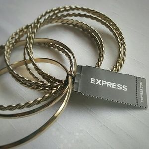 Express Gold tone 8 piece coordinating bangles